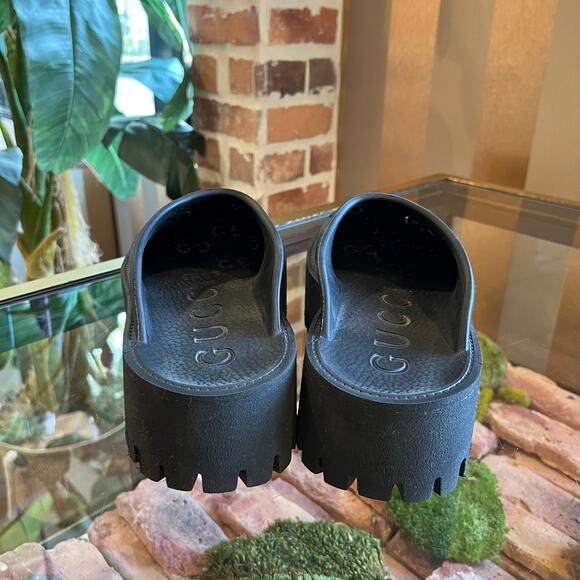 GUCCI Perforated G Black Rubber Platforms SZ 37 - Picture 2 of 5